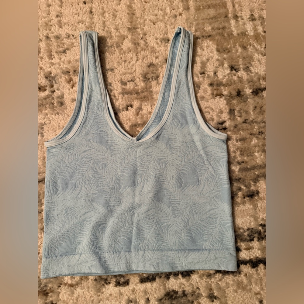 Light Blue Textured Crop Top